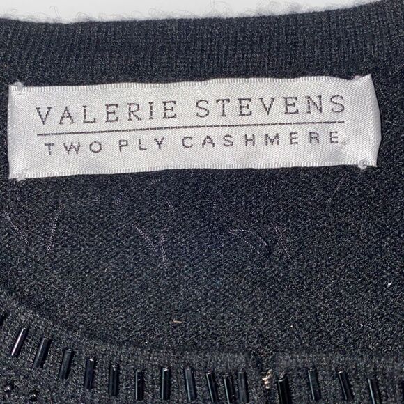 Valerie Stevens Black Cashmere Beaded Cardigan Sweater Size Medium - Picture 10 of 13